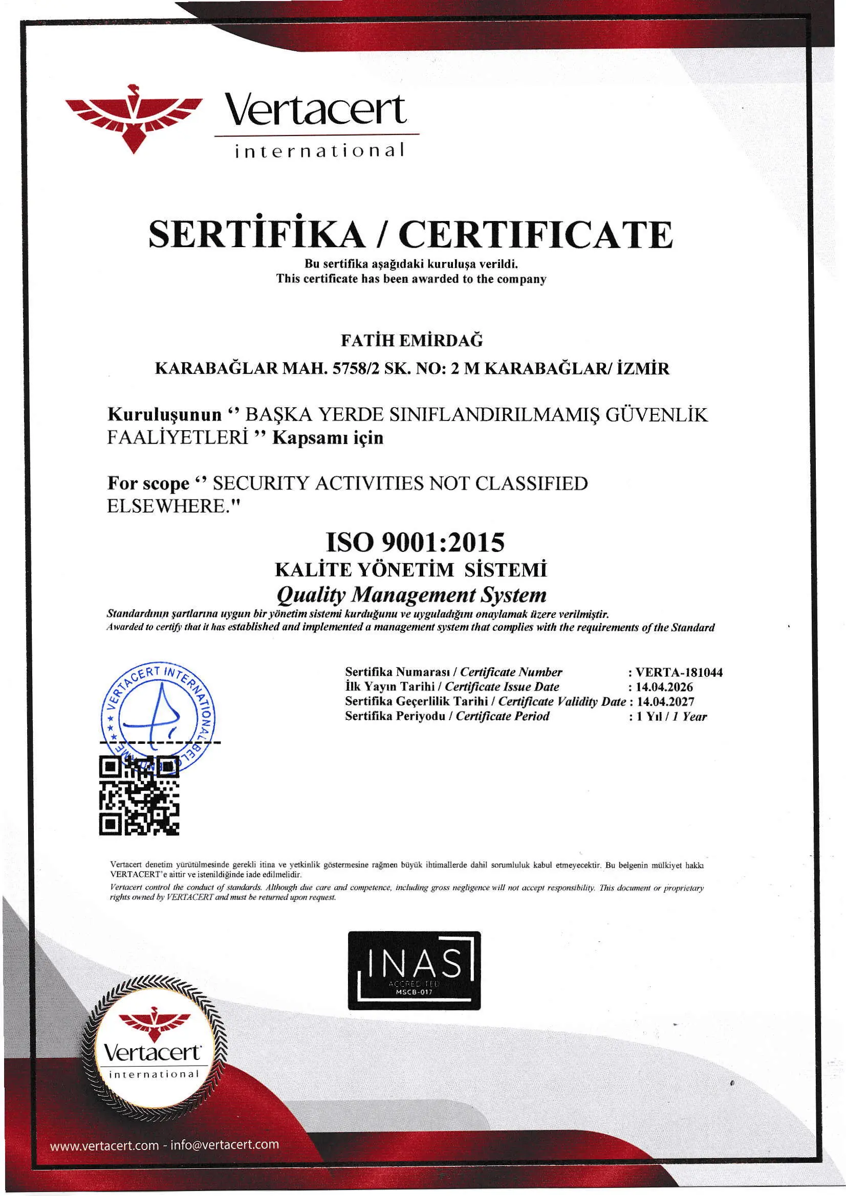 Hytera Telsiz hizmetlerini sunan FAEM Elektronik ISO 9001:2015 Kalite Yönetim Sistemi belgesi